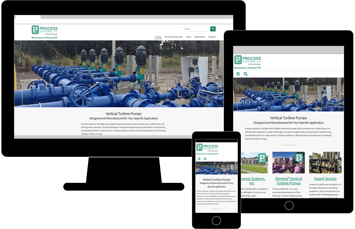 The Process Systems website on different devices