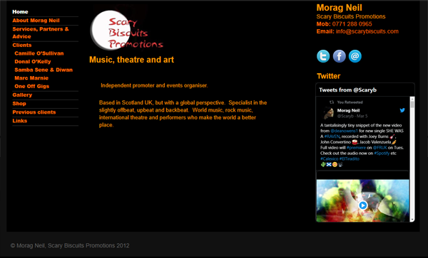 The previous Scary Biscuits website.